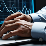 A professional adult, fully clothed in a modest business casual outfit, sitting contemplatively at a clean, minimalist desk. The background features subtle, abstract graphical elements representing a flow of overwhelming data and information streams. The subject's expression conveys a thoughtful pause amidst digital noise. safe for work, appropriate content, professional, perfect anatomy, correct proportions, natural pose, well-formed hands, proper finger count, natural body proportions, high-quality digital illustration, cinematic lighting.