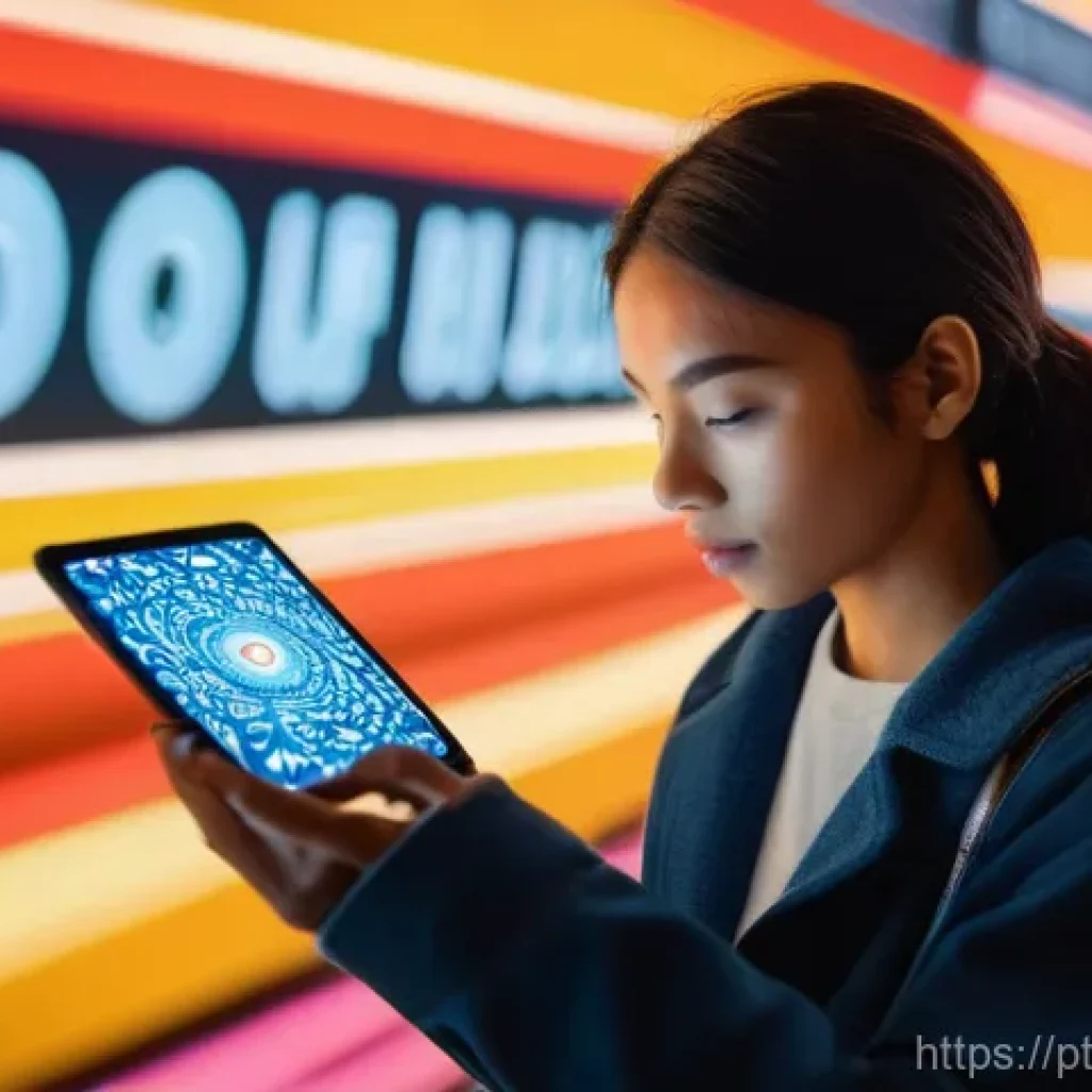 가짜뉴스 판별을 위한 체크리스트 - **Prompt:** A young adult, dressed in modern, comfortable clothing, is captivated by a glowing, slig...