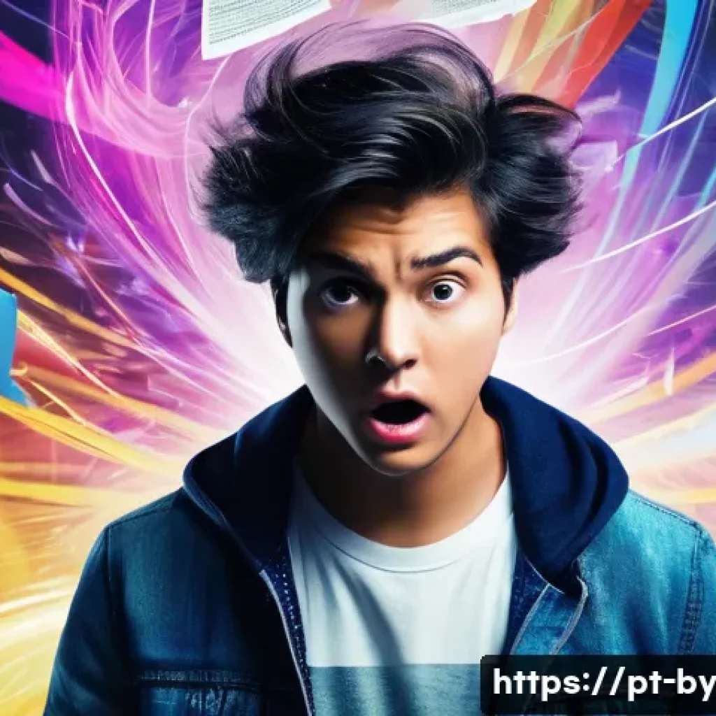 가짜뉴스의 생존 방식 - **Prompt:** "A young adult, possibly in their late 20s, with an expression of overwhelmed surprise a...