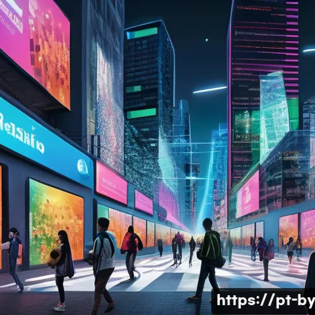 가짜뉴스와 인공지능의 상관관계 - A detailed digital art scene showing a diverse group of young adults in a modern Brazilian urban set...